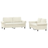 Cumpara ieftin Set de canapele cu perne, 2 piese, crem, catifea