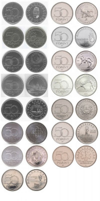 UNGARIA █ SET COMPLET COMEMORATIV DE MONEDE █ 50 Forint x15 buc █ 2004-2023 UNC foto