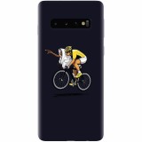 Husa silicon pentru Samsung Galaxy S10 Plus, ET Riding Bike Funny Illustration