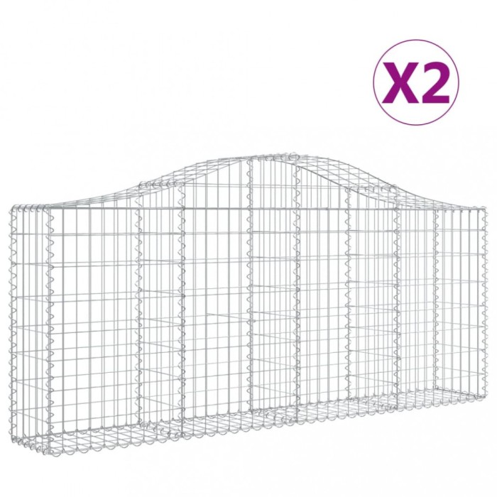 Cosuri gabion arcuite 2 buc, 200x30x80/100cm, fier galvanizat