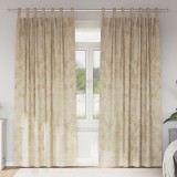 vidaXL Cortine din catifea , set de 2, cu inele, Crem, 245 x 140 cm