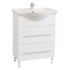 Baza si lavoar ceramic GN1871, mobilier baie stativ 60 cm, front MDF, 1 sertar, 1 usa, picioare cromate reglabile, alb