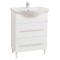 Baza si lavoar ceramic GN1871, mobilier baie stativ 60 cm, front MDF, 1 sertar, 1 usa, picioare cromate reglabile, alb