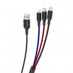Cablu USB Dudao 3in1 - Lightning / USB Tip C / Micro USB 5 A 38 Cm Negru (L10PRO)