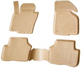 Set de 4 covorase bej cu covor median din cauciuc 3D stil tavita premium pentru VW Passat B6, CC, B7