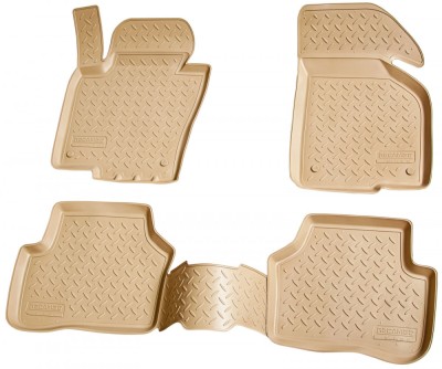 Set de 4 covorase bej cu covor median din cauciuc 3D stil tavita premium pentru VW Passat B6, CC, B7 foto