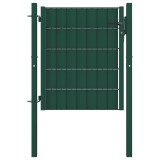 vidaXL Poartă de gard din PVC și oțel, verde, 100x100 cm 145228