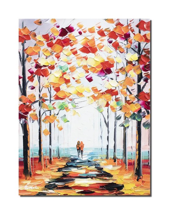 Tablou pictat manual, Impreuna pentru totdeauna, 40x30cm ulei pe panza in cutit efect 3D, gata de agatat pe perete