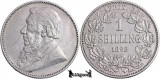 1892, 1 Shilling - Johannes Paulus Kruger - Republica Sud-Africană, Africa, Argint