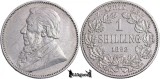 1892, Africa de Sud, 1 Shilling Argint. Johannes Paulus Kruger. Republica Sud-Africana .925, 5.63g