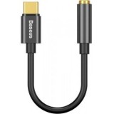 Cablu Adaptor Baseus, 1 x USB Type-C (T) la 1 x Jack 3.5mm (M), lungime Cablu brodat 12 cm, gri