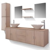 Set mobilier baie 11 piese cu chiuvete si robinete incluse, Bej