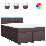 Cumpara ieftin Pat box spring cu saltea, maro inchis, 140x200 cm, textil