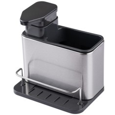 Dispenser Multifunctional, Cyrax, Dozator pentru Detergent, pentru Sapun Lichid, Dezinfectant, cu Suport pentru Ustensile, 18.5 x 18 x 12.8 cm Negru foto