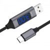 Cablu de incarcare si transfer date Edman QC 3.0 Fast Charge Type-C cu display voltaj de 1m, Negru