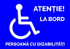 Indicator albastru atentie la bord persoana cu dizabilitati foto