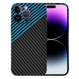 Husa slim carbon pentru iphone 14 pro max - protectie premium fibershell, blue pulse