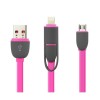 Cablu Date 2in1 Roz, Micro USB, iPhone 5/6/6S, iPad, iPod, Transfer Rapid, Incarcare, 1m