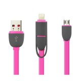 Cablu De Date MRG M-168, 2 in 1, Iphone 5/6 + Micro Usb, Roz C168, Other