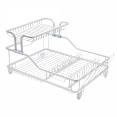 Suport de bucatarie pentru vase cu scurgator, compartimentat, 60x35x27cm