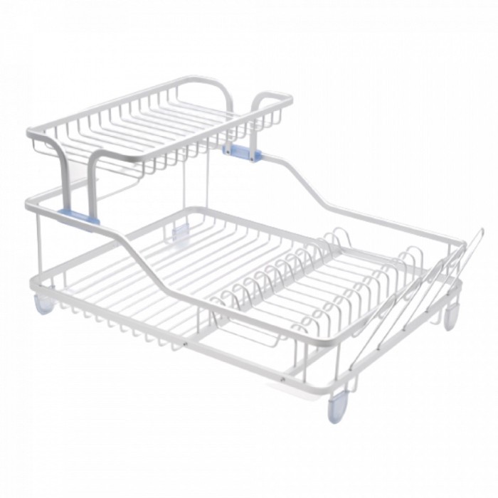 Suport de bucatarie pentru vase cu scurgator, compartimentat, 60x35x27cm