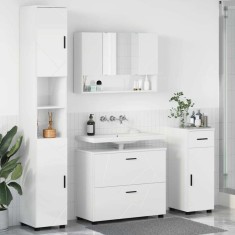 vidaXL Set de mobilier pentru baie cu sertar 4 pcs Alb foarte lucios 3393057