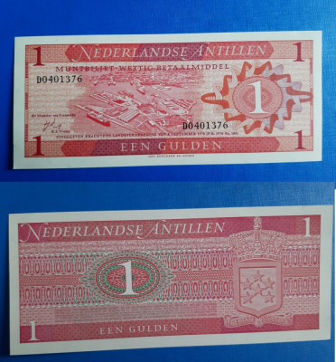 bancnotă _ Antilele Olandeze _ 1 gulden _ 1970 _ stare : UNC foto