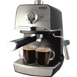 Espressor Samus Aroma 20 Black, Presiune 20 bari, 1.2 L, Duză abur pentru cappuccino, Filtru inox, Negru/Inox