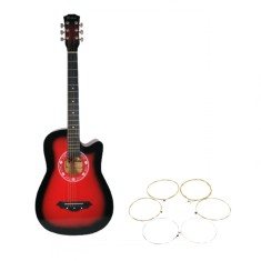 Chitara clasica din lemn IdeallStore&reg;, Cutaway Country Red, set de corzi incluse, 95 cm, rosu