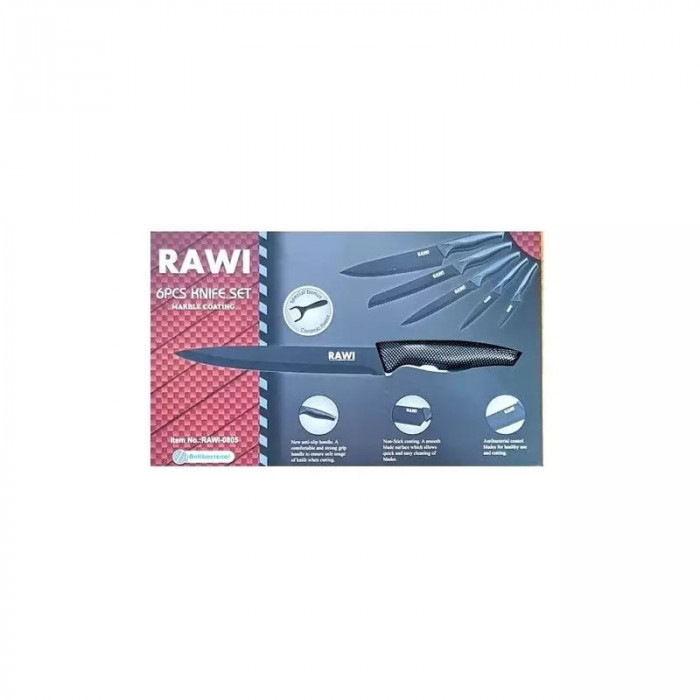 Set de 6 cutite RAWI, din metal marmurat Negru