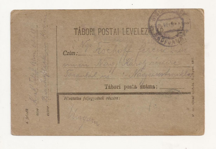 D3 Carte Postala Militara k.u.k. Imperiul Austro-Ungar ,1917