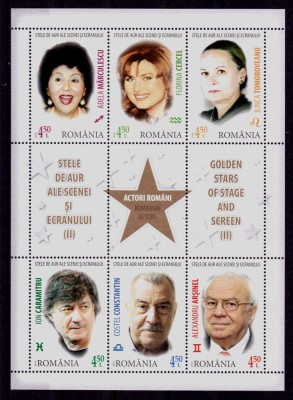 RO 2016 ,LP 2129a, &amp;quot;Stele de aur ale scenei ( II )&amp;quot; serie bloc ,colita 689 , MNH foto