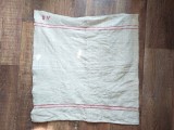 Prosop stergar vechi taranesc de canepa, cu monograma BV cusata manual cu fir rosu, 57cm latime x 61cm lungime