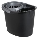 Galeată Ovală pentru Mop Neagră cu Storcator Argintiu, CMCLASS