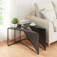 Set 2 masute masuri diferite Kungs&ouml;r negru [en.casa] HausGarden Leisure