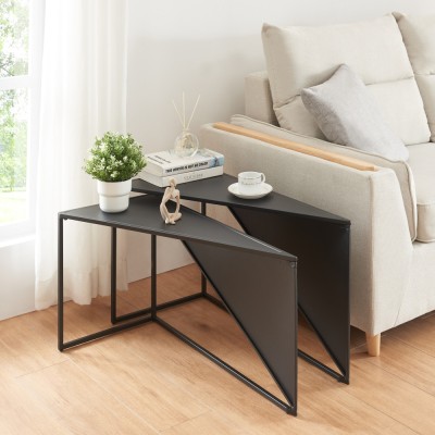 Set 2 masute masuri diferite Kungs&amp;ouml;r negru [en.casa] HausGarden Leisure foto