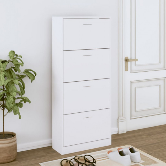 Gossi pantofar, alb, 63x24x147 cm, lemn prelucrat