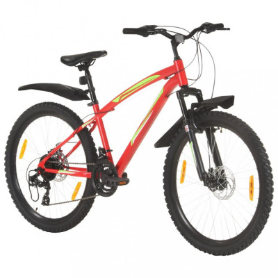 Bicicleta montana cu 21 viteze, roata 26 inci, 36 cm, rosu foto