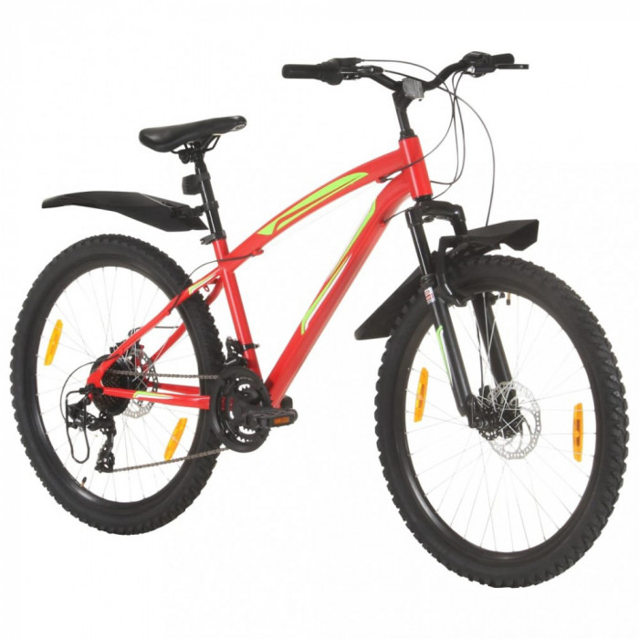 Bicicleta montana cu 21 viteze, roata 26 inci, 36 cm, rosu