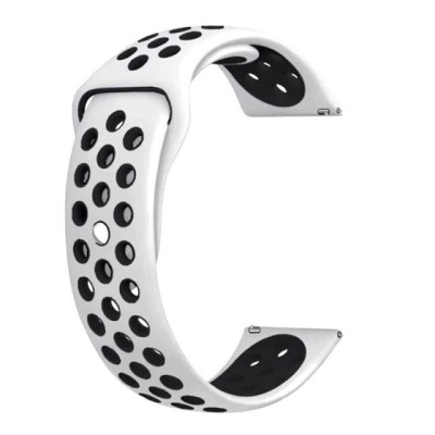 Curea silicon compatibila Huawei Watch GT 2 Pro, telescoape Quick Release, 22mm, Alb/Negru foto