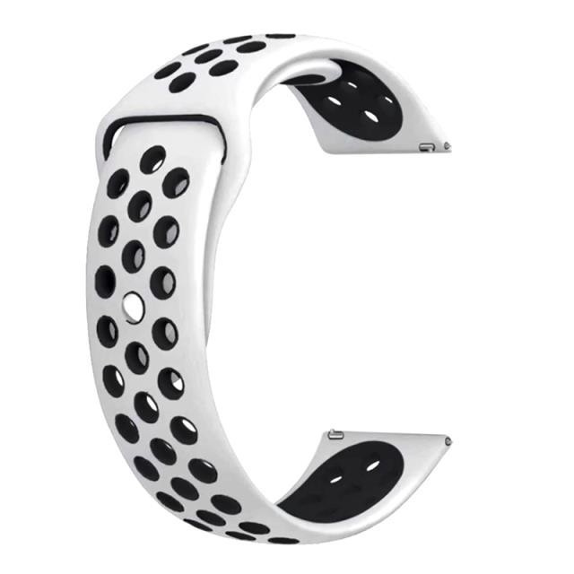 Curea silicon compatibila Huawei Watch GT 2 Pro, telescoape Quick Release, 22mm, Alb/Negru