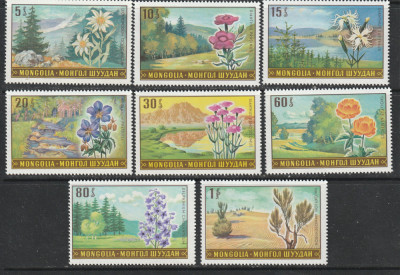Mongolia 1969 - #123 Flori si Peisaje din Mongolia 8v MNH foto