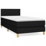 Cumpara ieftin Pat box spring cu saltea, negru, 90x200 cm, textil