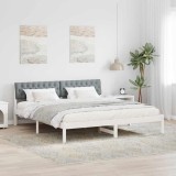 Cumpara ieftin Cadru de pat Alb si gri deschis 180 x 200 cm Lemn masiv de pin