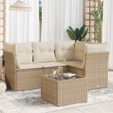 vidaXL Set canapele de grădină cu perne, 5 piese, bej, poliratan 3217588