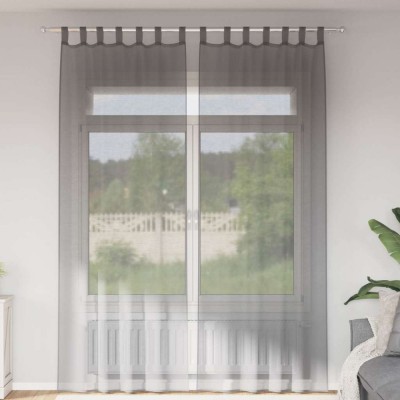 vidaXL Perdele Voile cu Bucle 2 buc Gri Inchis 140x260 cm foto