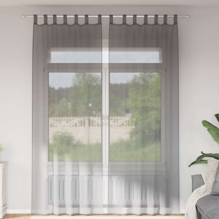 vidaXL Perdele Voile cu Bucle 2 buc Gri Inchis 140x260 cm
