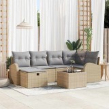 Cumpara ieftin Set de canapele pentru grădină 7 pcs bej și gri deschis