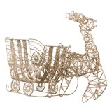 Decorațiune Crăciun Metalică, Cerb cu Sanie, Bej, 36x10x25cm, Oem