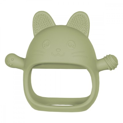 Jucarie pentru dentitie din silicon, appekids, manusa kitty - raw green foto